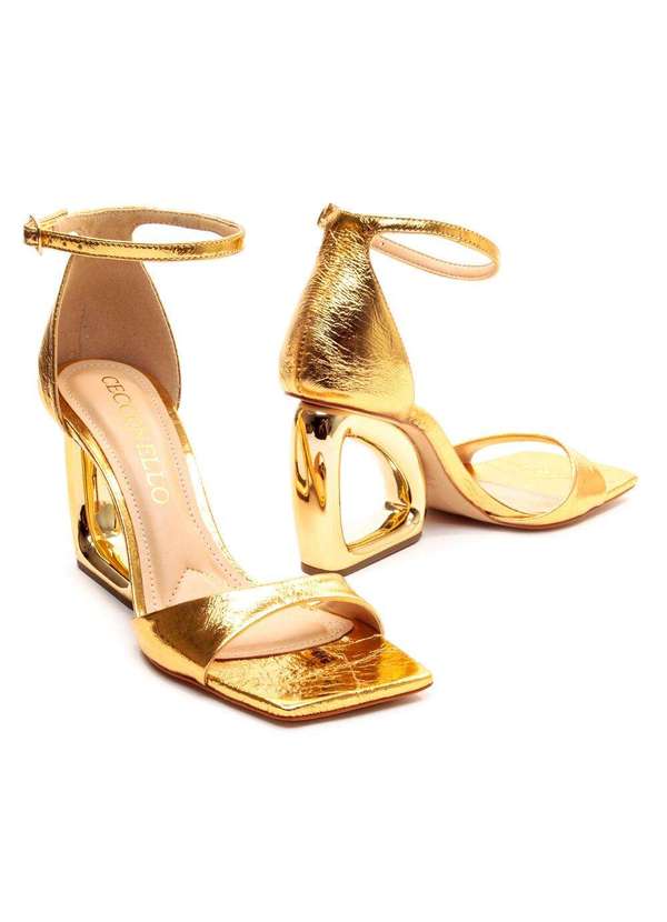 Cecconello - Sandália C Salto Alto Vazado Cecconello 2192002-13 Ouro 4
