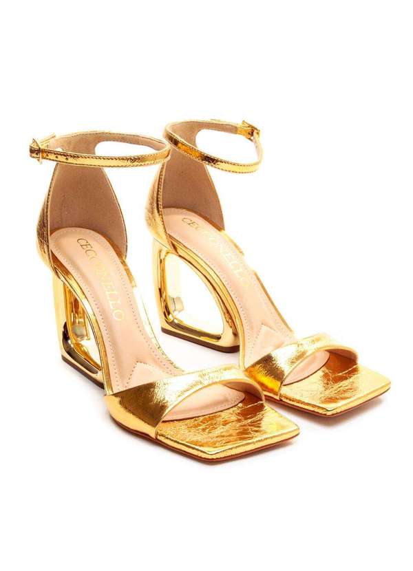 Cecconello - Sandália C Salto Alto Vazado Cecconello 2192002-13 Ouro 5