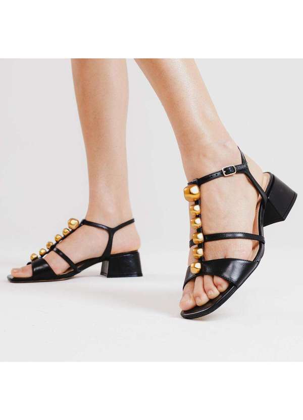 Cecconello - Sandália Couro Salto Bloco Baixo Cecconello 2687002-1 Preto 2