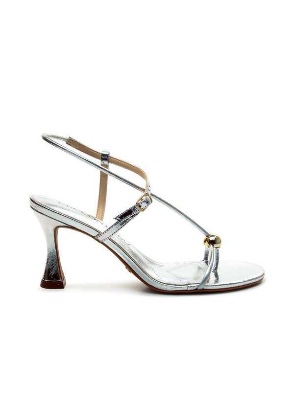 Cecconello - Sandália Couro Salto Médio Cecconello 2796001-4 Prata