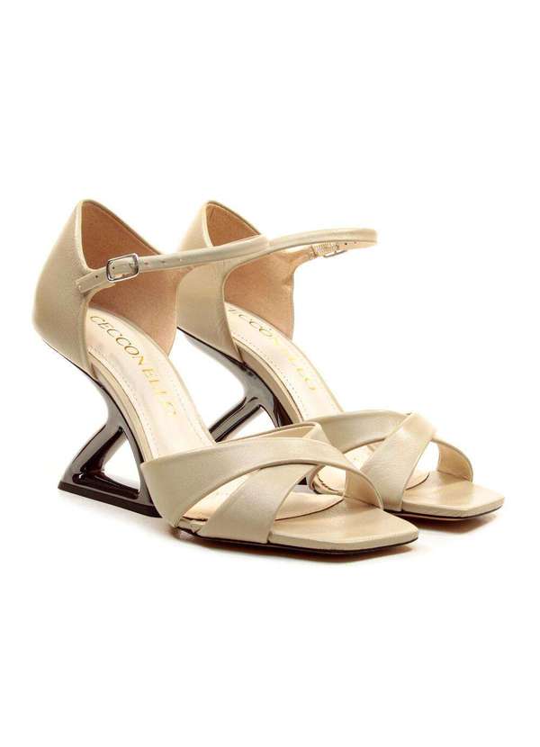 Cecconello - Sandália Couro Salto Alto Cecconello 2654002-3 Bege 4