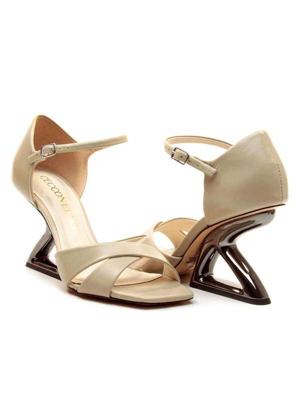 Cecconello - Sandália Couro Salto Alto Cecconello 2654002-3 Bege 5