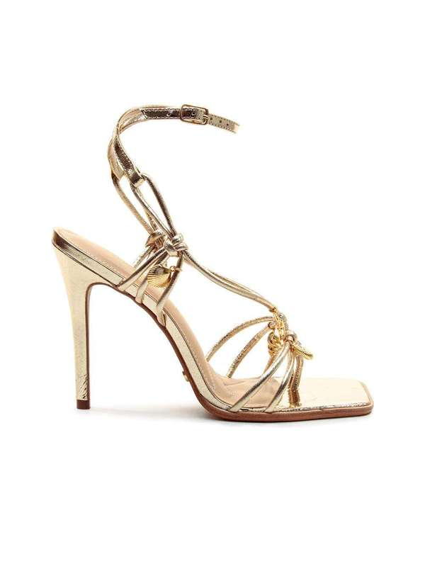 Cecconello - Sandália Couro Salto Alto Cecconello 2757006-1 Ouro Light