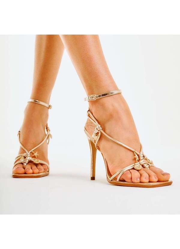 Cecconello - Sandália Couro Salto Alto Cecconello 2757006-1 Ouro Light 2