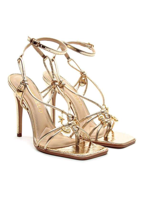 Cecconello - Sandália Couro Salto Alto Cecconello 2757006-1 Ouro Light 5
