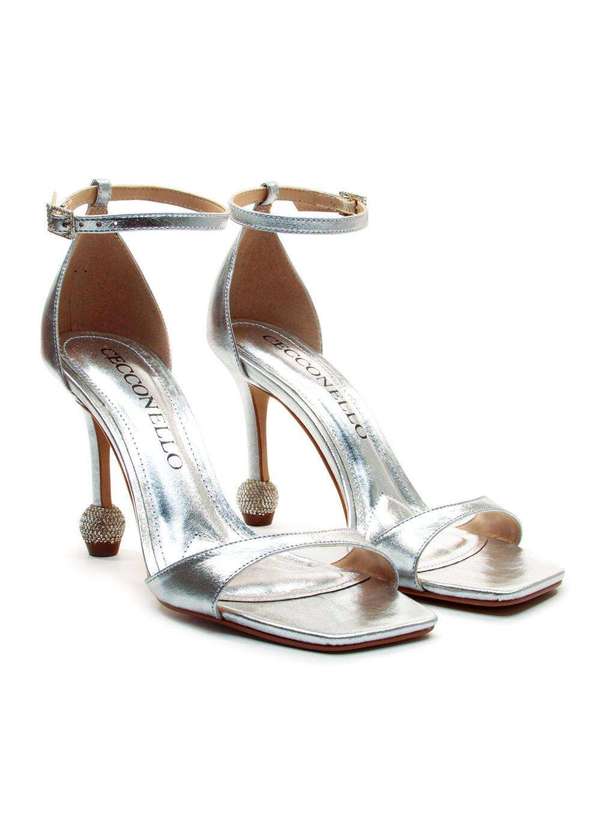 Cecconello - Sandália Couro Salto Alto Cecconello 2852001-1 Prata 5