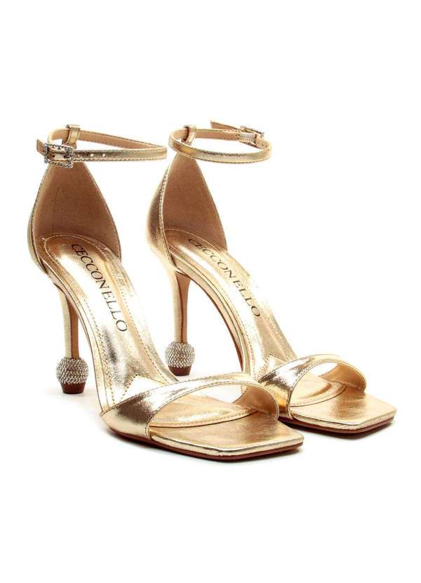 Cecconello - Sandália Couro Salto Alto Cecconello 2852001-1 Ouro Light 5