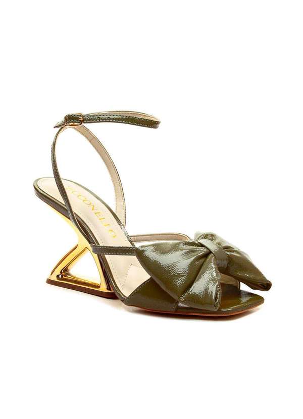 Cecconello - Sandália Couro Salto Alto Vazado Cecconello 2654001-8 Verde 2