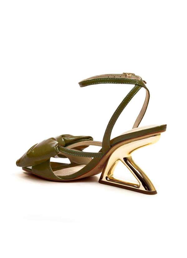 Cecconello - Sandália Couro Salto Alto Vazado Cecconello 2654001-8 Verde 3