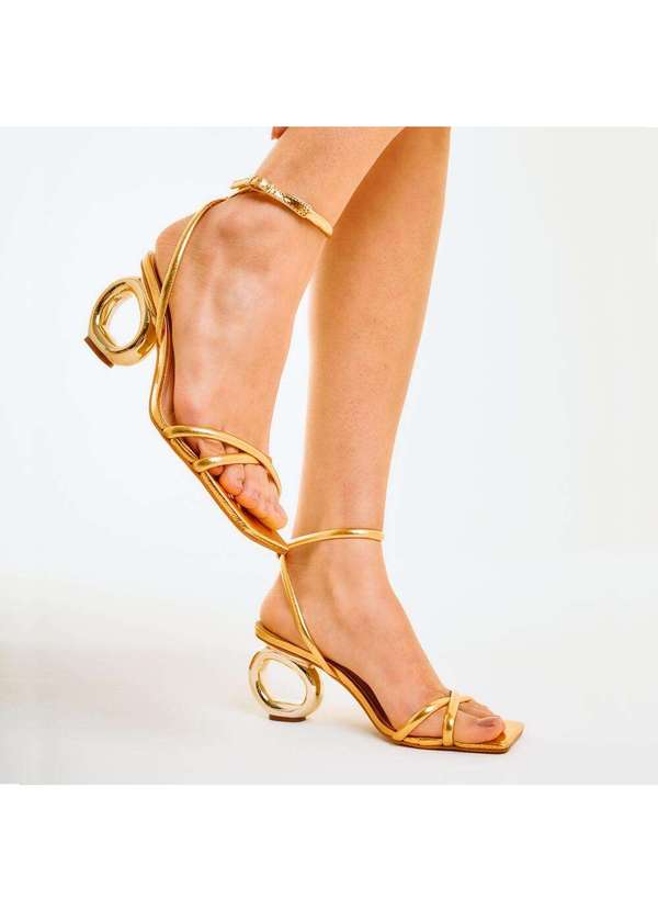 Cecconello - Sandália Couro Salto Médio Cecconello 2226003-16 Ouro 2