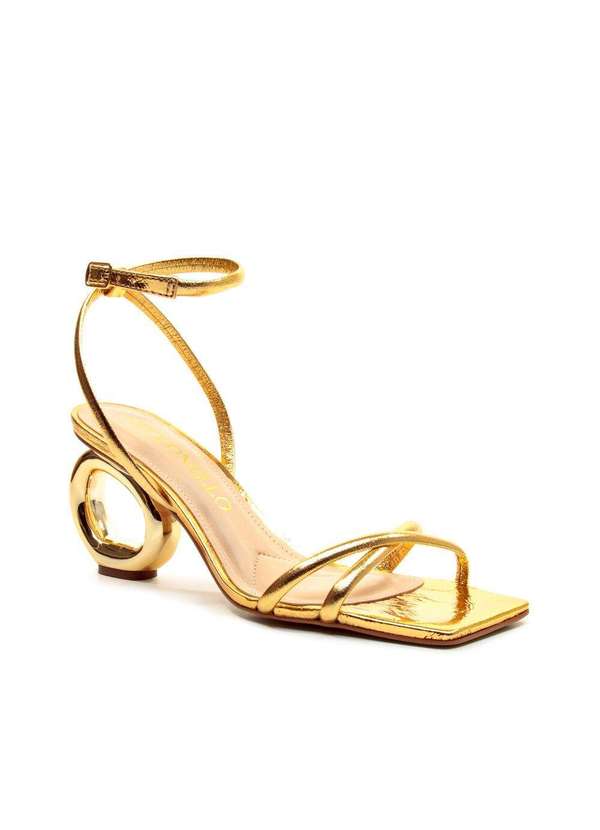 Cecconello - Sandália Couro Salto Médio Cecconello 2226003-16 Ouro 3