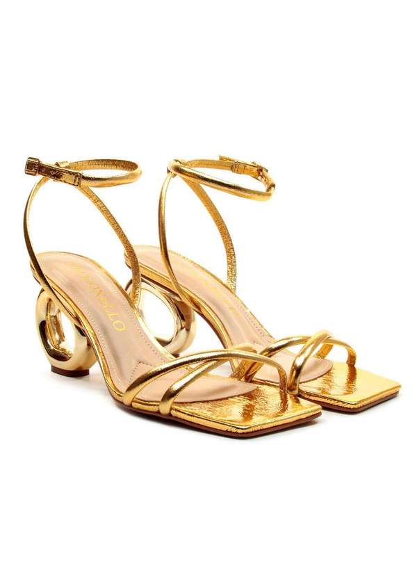 Cecconello - Sandália Couro Salto Médio Cecconello 2226003-16 Ouro 5