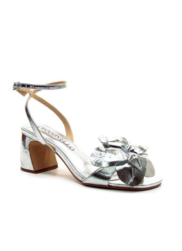 Cecconello - Sandália Couro Salto Médio Cecconello 2857001-2 Prata 3