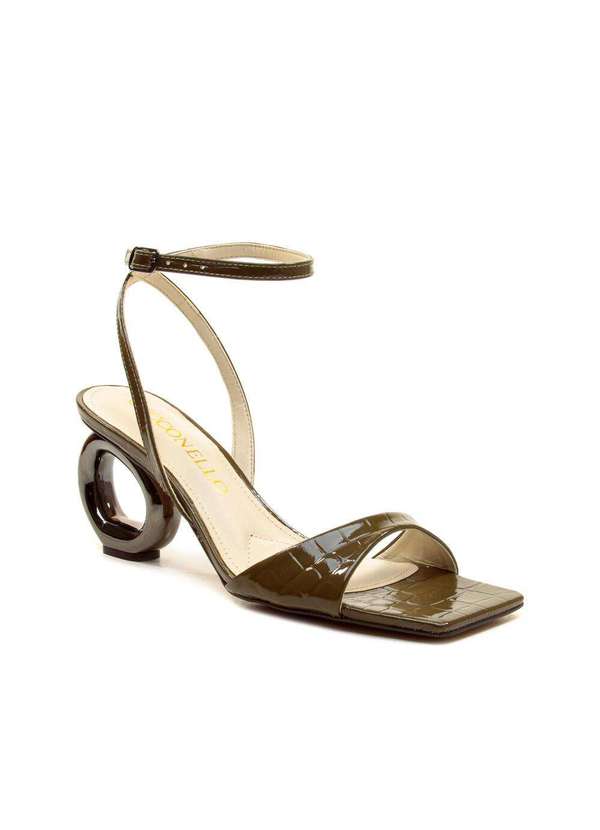 Cecconello - Sandália Couro Salto Médio Vazado Cecconello 2193004-20 Verde 2