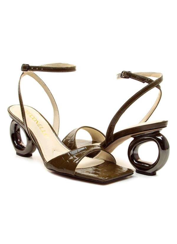 Cecconello - Sandália Couro Salto Médio Vazado Cecconello 2193004-20 Verde 5