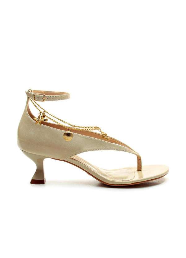 Cecconello - Sandália Couro Salto Baixo Cecconello 2754002-2 Bege