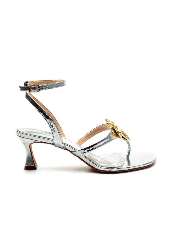 Cecconello - Sandália Couro Salto Baixo Cecconello 2792001-1 Prata