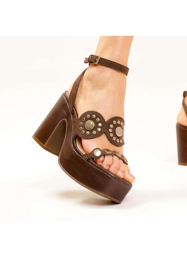Cecconello - Sandália Plataforma Couro Cecconello 2741004-1 Marrom 2