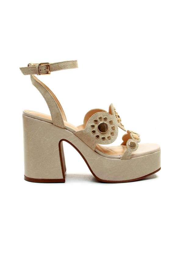 Cecconello - Sandália Plataforma Couro Cecconello 2741004-2 Creme