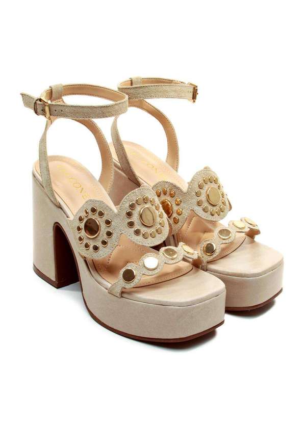 Cecconello - Sandália Plataforma Couro Cecconello 2741004-2 Creme 5