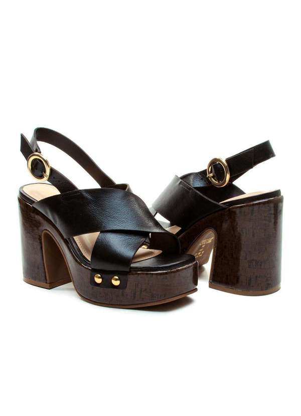 Cecconello - Sandália Plataforma Couro Cecconello 2741007-1 Preto 4