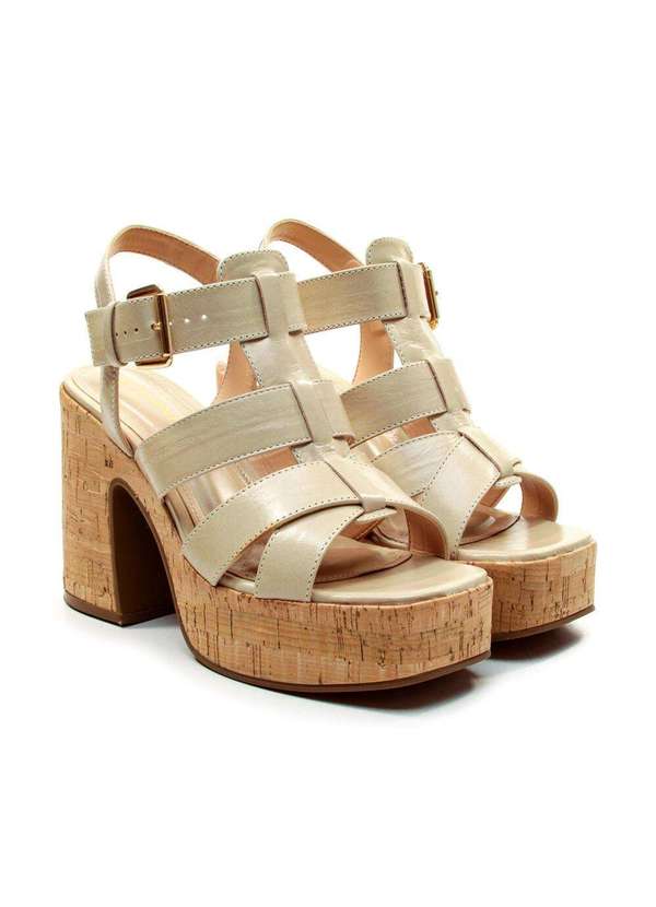 Cecconello - Sandália Plataforma Couro Cecconello 2741012-3 Bege 5