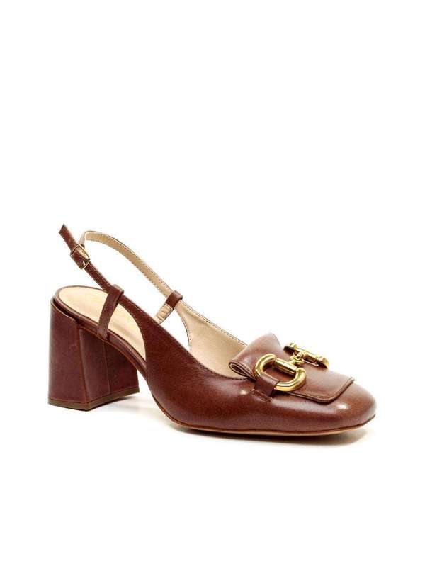 Cecconello - Slingback Couro Salto Bloco Cecconello 2387002-18 Marrom 2