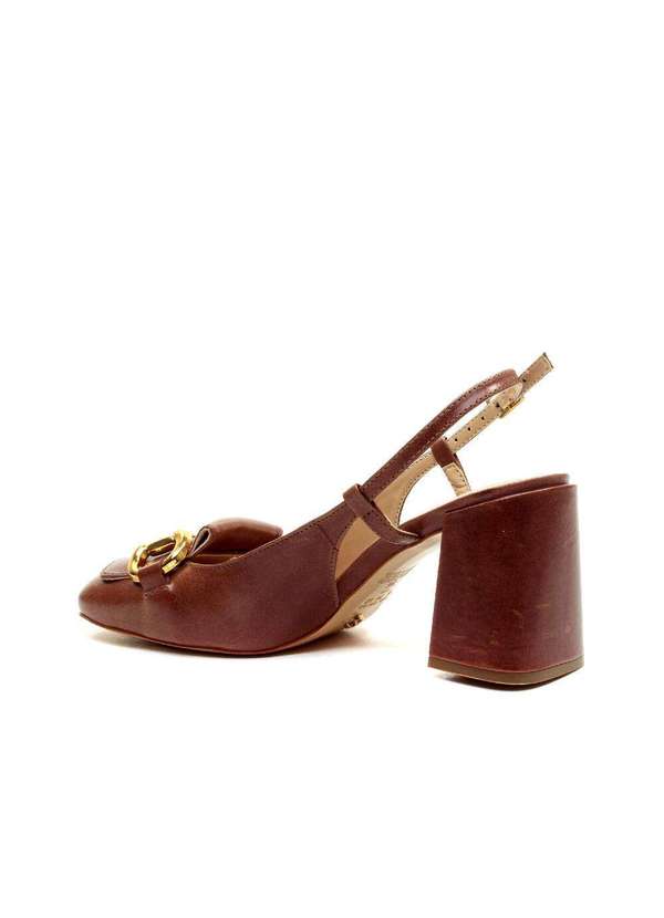 Cecconello - Slingback Couro Salto Bloco Cecconello 2387002-18 Marrom 3