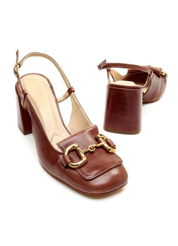 Cecconello - Slingback Couro Salto Bloco Cecconello 2387002-18 Marrom 4