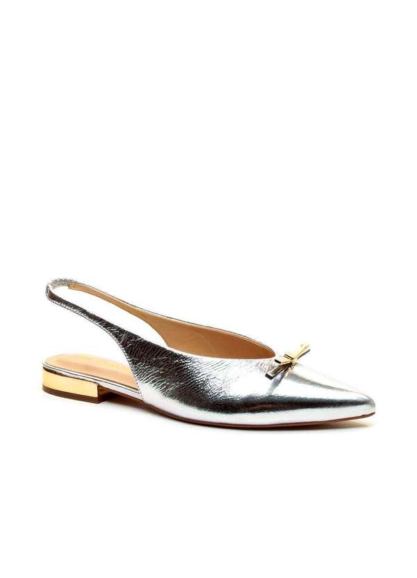 Cecconello - Sapatilha Slingback Couro Cecconello 2641002-1 Prata 2