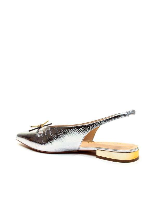 Cecconello - Sapatilha Slingback Couro Cecconello 2641002-1 Prata 3