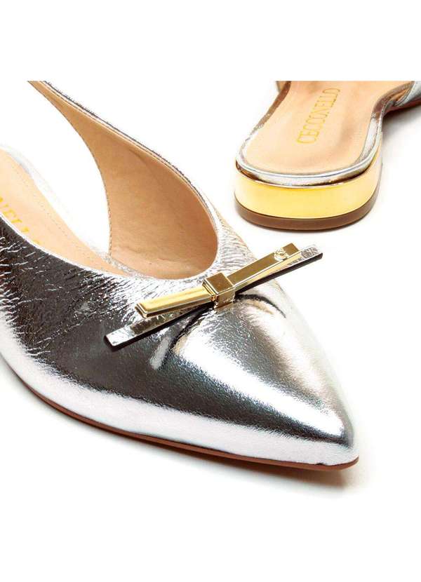 Cecconello - Sapatilha Slingback Couro Cecconello 2641002-1 Prata 4