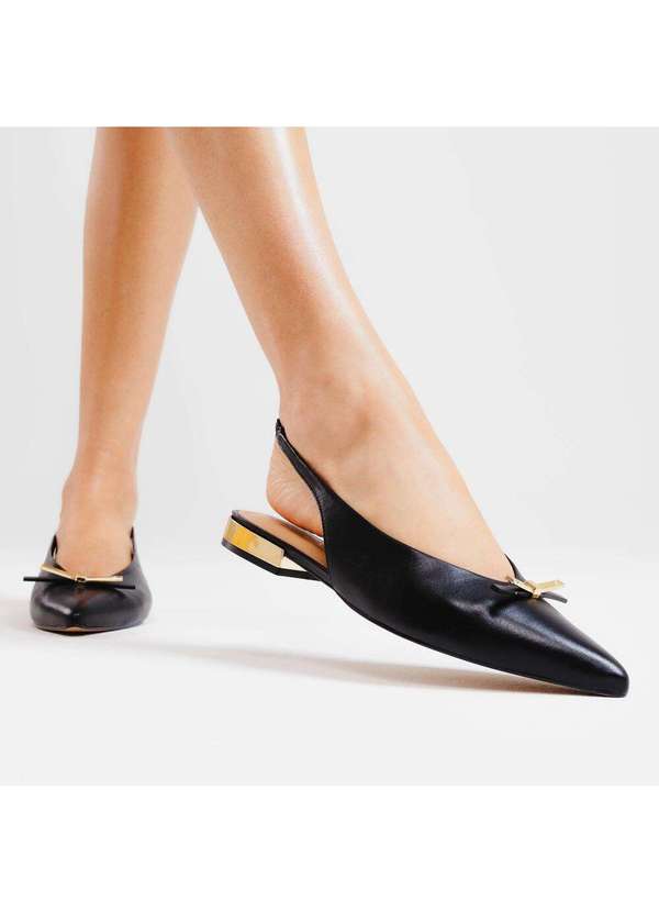 Cecconello - Sapatilha Slingback Couro Cecconello 2641002-3 Preto 2