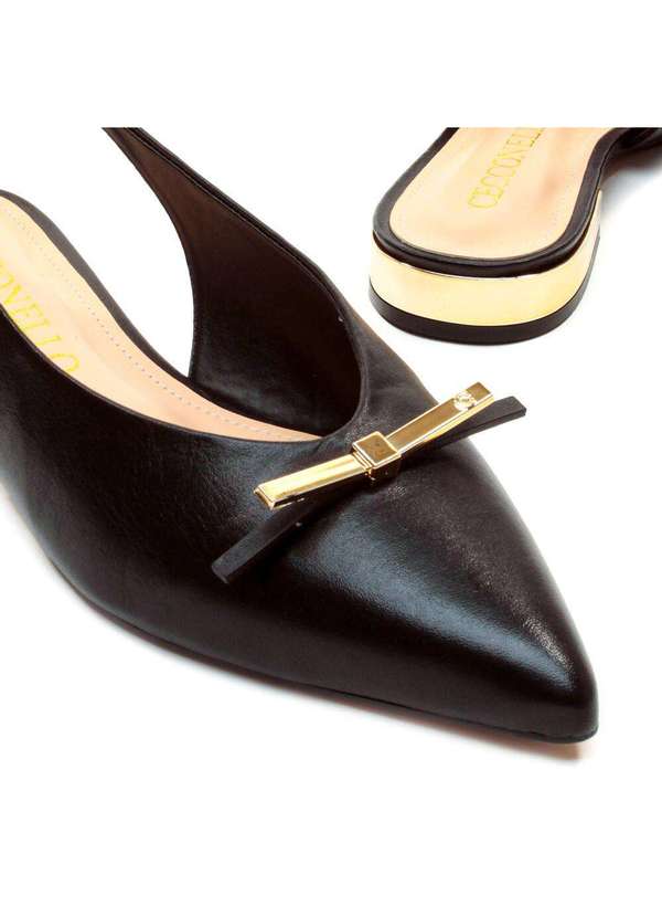 Cecconello - Sapatilha Slingback Couro Cecconello 2641002-3 Preto 5