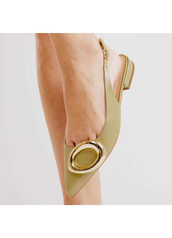 Cecconello - Sapatilha Slingback Couro Cecconello 2628004-3 Verde 2