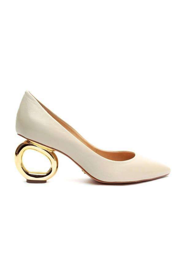 Cecconello - Scarpin Couro Salto Vazado Cecconello 2201002-7 Off White
