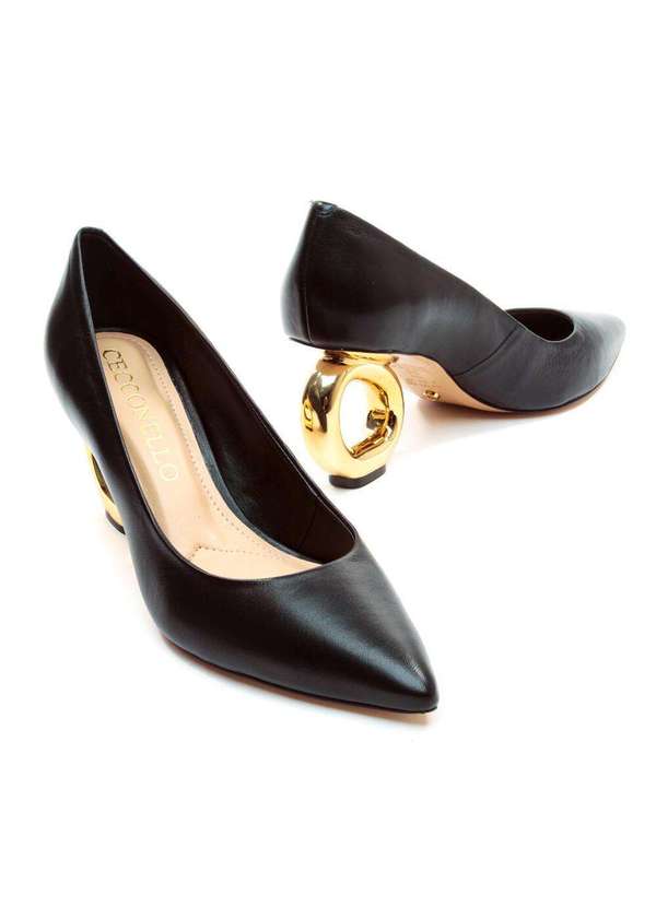 Cecconello - Scarpin Couro Salto Vazado Cecconello 2201002-9 Preto 4