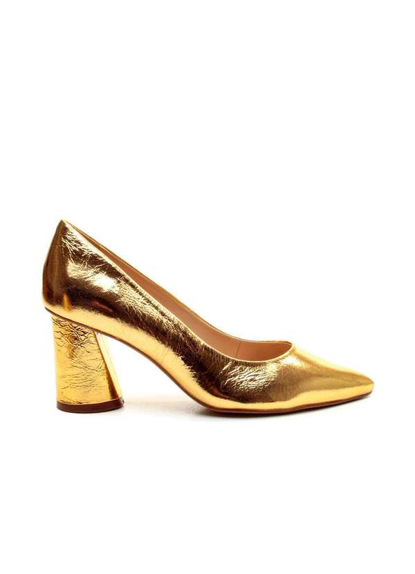 Cecconello - Scarpin C Salto Bloco Médio Cecconello 2630001-10 Ouro