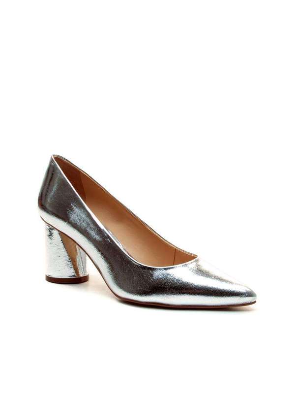 Cecconello - Scarpin Couro Salto Bloco Médio Cecconello 2630001-11 Prata 2