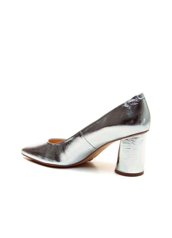 Cecconello - Scarpin Couro Salto Bloco Médio Cecconello 2630001-11 Prata 3