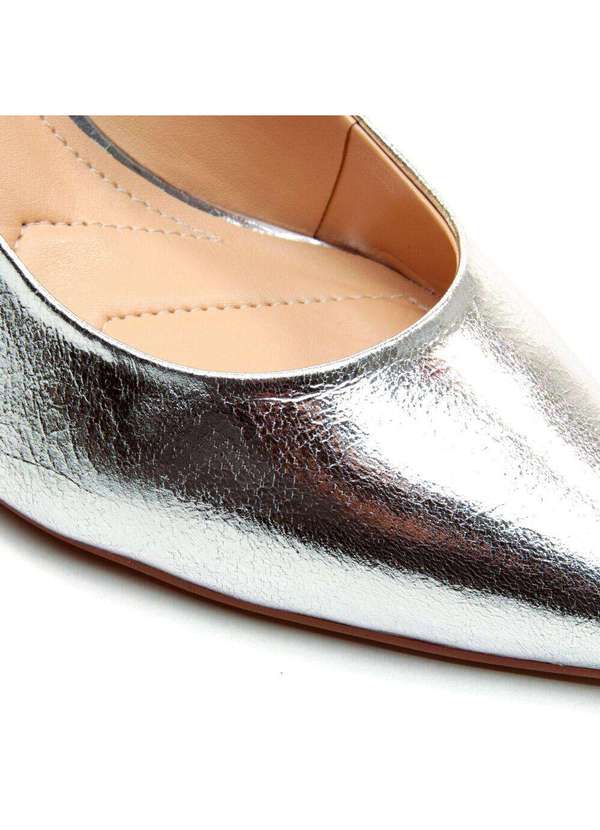 Cecconello - Scarpin Couro Salto Bloco Médio Cecconello 2630001-11 Prata 5