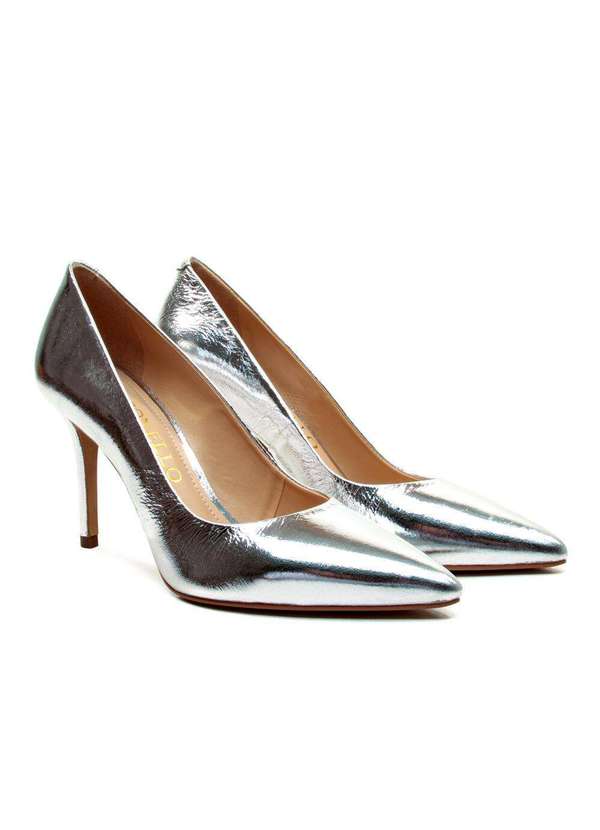 Cecconello - Scarpin Couro Salto Alto Cecconello 2440001-6 Prata 4