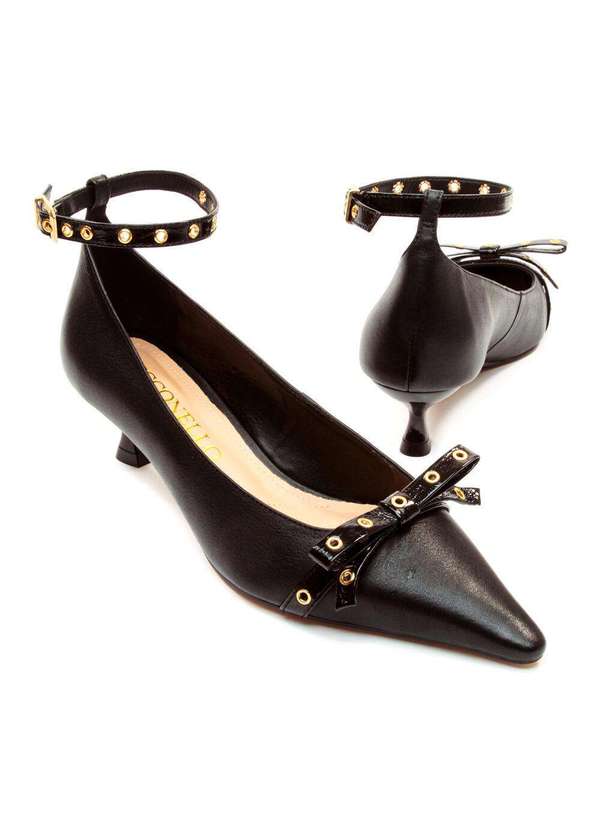 Cecconello - Scarpin Couro Salto Baixo Cecconello 2615011-2 Preto 5