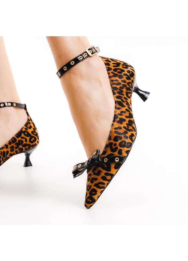 Cecconello - Scarpin Couro Onça Salto Baixo Cecconello 2615011-4 Onça/Camel 2