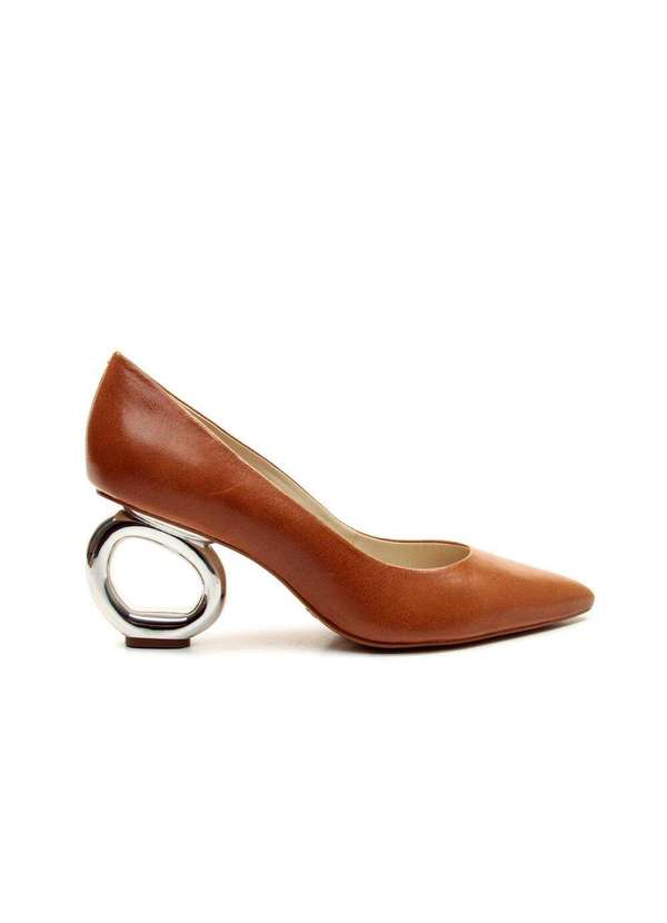 Cecconello - Scarpin Couro Salto Vazado Cecconello 2201002-9 Marrom