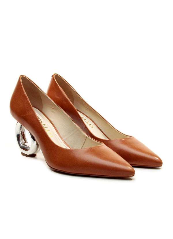 Cecconello - Scarpin Couro Salto Vazado Cecconello 2201002-9 Marrom 4