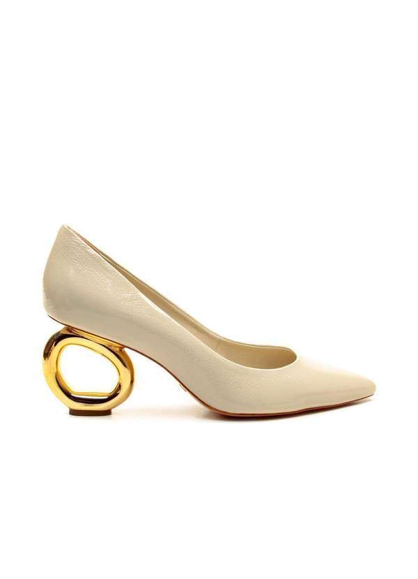 Cecconello - Scarpin Couro Salto Vazado Cecconello 2201002-9 Off White