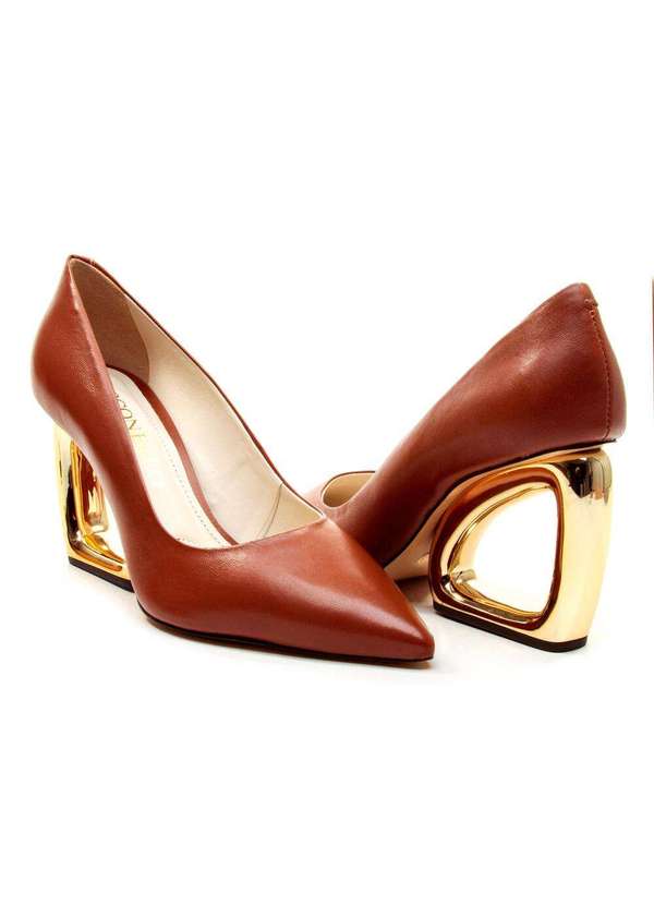 Cecconello - Scarpin Couro Salto Vazado Cecconello 2202002-2 Marrom 5