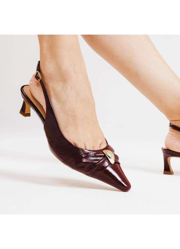 Cecconello - Slingback Couro Bordô Salto Baixo Cecconello 2639011-2 Bordo 2