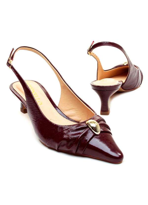 Cecconello - Slingback Couro Bordô Salto Baixo Cecconello 2639011-2 Bordo 5